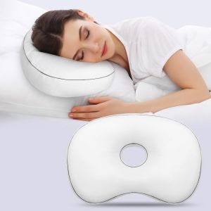 Coussin De Piercing Pour Dormeurs Lat&eacute;raux Avec Trou D'oreille, 30,5 X 45,7 Cm, Mini Oreiller Orthop&eacute;dique En Velours Blanc Pour Soulager La Douleur D'oreille - Neuf