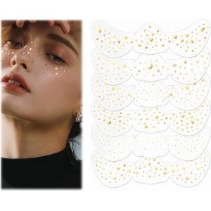 Kalanka-Lot De 6 Tatouages &Agrave; Paillettes Pour Taches De Rousseur, Film De Tatouage Dor&eacute;, Design Impermeable, Accessoire De F&ecirc;te, Strass Autocollants - Neuf