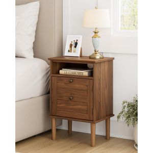 Ulteronixshop-Table de chevet en bois de noyer avec porte et compartiment ouvert, table d'appoint avec espace de rangement pour chambre &agrave; coucher, salon, table de chevet moderne (39 &times; 29 &times; 60 cm) - Neuf