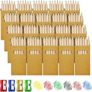 Kalanka-120 Pi&egrave;ces Mini Crayons Kit, 20 Bo&icirc;tes Portables 6-Couleurs-Crayon Et 4 Taillecrayons, 9 Cm Courts Crayon, Lot De Petits Crayons Pour Dessiner, Peindre, &Eacute;crire Et Prendre Des Notes - Neuf
