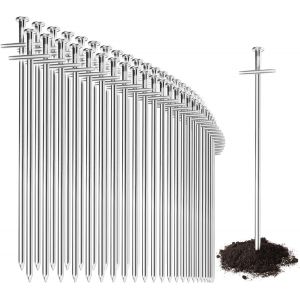 Eryi-® 50x Piquets De Tente En Acier - Piquets De Sol Longs Et Robustes Pour Le Camping Et L'extérieur - Idéaux Pour Les Sols Normaux Et Durs 230 X6mm - Profil Croisé - Neuf