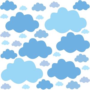 ERYI-Set De 30 Stickers Muraux Enfants Nuages - Autocollants Décoration Murale Chambre Bébé - Facile À Poser Bleu Pastel - Neuf