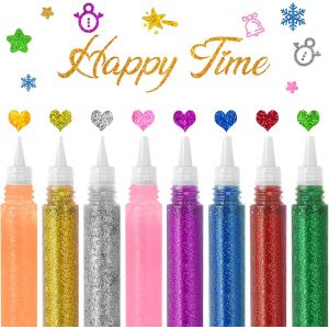 KALANKA-16 Pcs Stylo Paillette, 10ml Feutre Paillette Enfant Colorés, Lavable Feutres Paillettes Enfant, Feutres Paillettes Loisirs Creatifs avec Embout Fin, pour Bricoler Décorer et Créer - Neuf