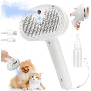 Subzonal-Brosse Chat Vapeur 3 En 1 Autonettoyante - Steamy Peigne De Massage Spray Pour Chats Et Chiens - Avec R&eacute;servoir D'eau Pour Poil Long Ou Court - Neuf