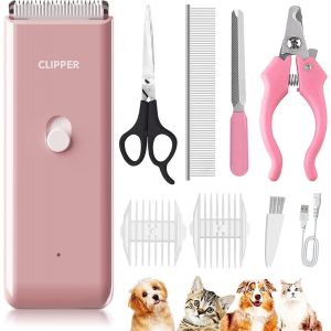 Tondeuse Pour Chien &Agrave; Poils &Eacute;pais, Tondeuse Rechargeable Pour Chien, Rasoir Pour Chat, Tondeuses De Toilettage Sans Fil Pour Chat/Petit/Chiot,Rosa - Neuf