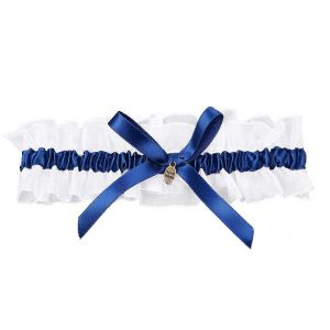 Bride&#39;S Bridal Wedding Garters Satin Bowknot Fleurs Royalblue - Neuf