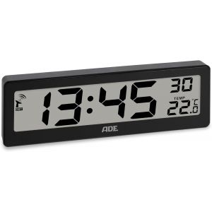 KAL-Horloge Radiopilotée Numérique Avec Affichage De La Température | Très Grands Chiffres | Écran Bien Lisible | Noir - Neuf