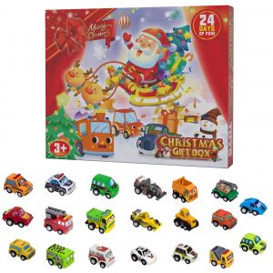 Coffret de jouets de Noel 24 pieces avec compte a rebours et voitures a tirer, boite surprise pour enfants de plus d'un an - Neuf