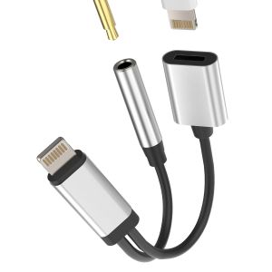 THEF-Adaptateur de câble de charge de 3,5 mm vers Lightning (2 en 1) avec adaptateur auxiliaire Splitter, chargeur rapide pour Apple MFI, adaptateur audio pour iPhone 14 13 12 11 Pro Max 6 8 7 Plus X - Neuf