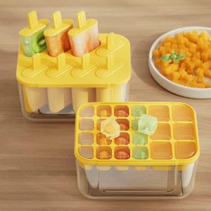 Eryi-Ensemble De 8 Moules À Sucettes Glacées Et 22 Moules À Granulés De Fruits Réutilisables Pour Des Friandises Estivales De Qualité Alimentaire. Comprend Une Pelle Et 2 Boîtes De Rangement Pratique - Neuf