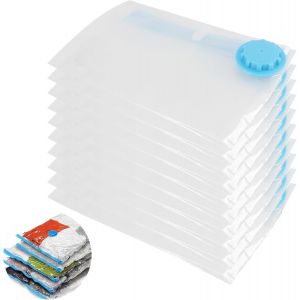 SJZG-10 Pi&egrave;ces Sacs De Rangement Sous Vide R&eacute;utilisables Pour V&ecirc;tements Et Linge De Maison, Tailles Multiples De 30 X 40 Cm &Agrave; 100 X 120 Cm, Avec Fermeture &Eacute;clair,Pour Voyage Et D&eacute;m&eacute;nagement - Neuf