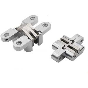 2 PCS Charni&egrave;re Cach&eacute;e Charni&egrave;re Invisible Charni&egrave;re De Porte Pliante 180 Degr&eacute;s Charni&egrave;re Cach&eacute;e En Alliage De Zinc Croix Invisible Pour Armoire De Porte, Quincaillerie avec Vis, Fini Bross&eacute; - Neuf