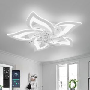 SUBZONAL-Plafonnier Ventilateur Design Silencieux Reversible Ventilateur De Plafond Avec Telecommande 69cm Suspension Luminaire Dimmable 6 Vitesses Dc-motor Ceiling Fan with Light - Neuf