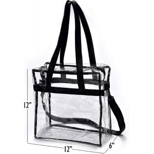 Sac à main transparent Tote Bag Stadium,bandoulière réglable et haut zippé,sac transparent de gym de sécurité de sécurité de stade,parfait pour le travail,l'école,les sports - Neuf