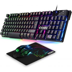 KALANKA-- Pack MK800 Filaire - Clavier Gaming AZERTY (Layout Fran&ccedil;ais) RGB 105 Touches 19 Touches Anti-Ghosting - Souris Gamer 2400 DPI - Tapis de Souris - PC PS4 PS5 Xbox One/Series Mac - Neuf