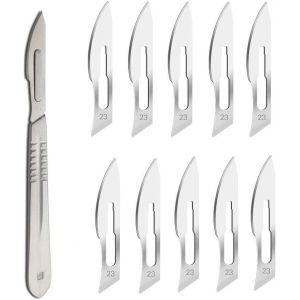 Lames De Scalpel # 23 Avec Manche # 4 U2013 Rasoir Stérile À Lame Unique Pour Dermaplaning, Dissection, Podologie Et Toilettage Professionnel, Retrait De L'acné, Réparation De Téléphone Por[Z1522] - Neuf
