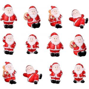 12pcs Santa Claus Figurine, Figurine de No&euml;l Chiffres, Mignon R&eacute;sine Santa Table Top Figurines Paysage Decora - Neuf