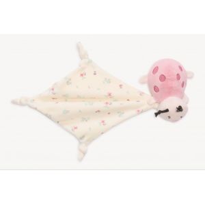 Doudou peluche coccinelle Orchestra rose mouchoir fleurs roses fraises jouet b&eacute;b&eacute; - Neuf