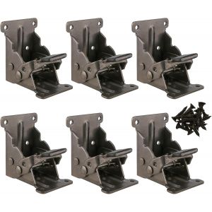 Lot de 6 Charni&egrave;re pliante autobloquante 90, support pliable, verrouillage extension table support d'&eacute;tag&egrave;re pliable en t&ocirc;le d'acier pour table de travail, Avec vis, Noir - Neuf