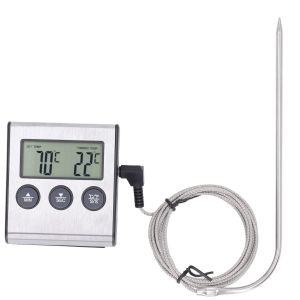 KAL-Thermomètre À Viande Numérique Avec Sonde, 250 ¿/482 ¿ Thermomètre Alimentaire Avec Horloge De Cuisine, Thermomètre À Viande Pour Cuisiner, Pour Griller, Griller Au Four, Support Magnétique Dorsa - Neuf