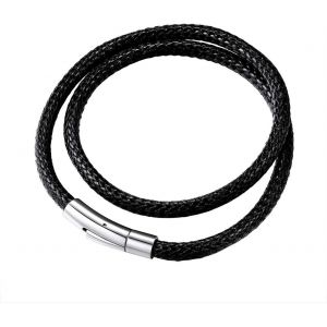 Kal-Bracelet &Agrave; Double-Tours Cordon Cuir Tress&eacute;/Bracelet Cordon En Cuir Artificiel Tress&eacute; 5mm 18/20/22cm (Noir/Marron) Bracelet Cordon Pour Homme Femme Cadeau Noel Anniversaire (Bijoux Bo&icirc;te) - Neuf