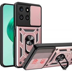 Coque Honor X8b 4g Or Rose - Protection Caméra Coulissante, Anneau Support 360° Magnétique Compatible Support Voiture, Tpu+Pc Antichoc Grade Militaire Avec Attache Lanière - Neuf