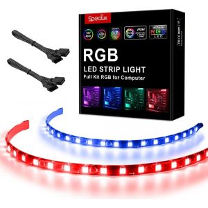 Bande Led RGB,Bande lumineuse Pour Modification/Réglage Du PC,Contrôle De la Carte Mère Via l'en-tête RVB 12V 4PIN (2 Strip Rgb) - Neuf