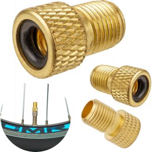 Kal-Adaptateur De Valve De Vélo, Lot De 3, Dv/Sv Vers Av, Capuchon De Valves Dunlop Et Presta, Bague D'étanchéité Extra, Utiliser Avec Pompe À Vélo Ou Compresseur D'air Pour Roue Voiture Et Vélo, Mét - Neuf