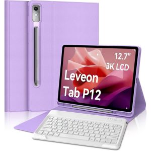 Clavier Pour Lenovo Tab P12 12.7'' 2023, Clavier Magnétique Bluetooth Sans Fil Azerty Français Étui Avec Porte-Crayon Pour Lenovo Tab P12 2023 12.7 Pouce, Violet - Neuf