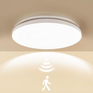 KAL-Plafonnier Led Avec Détecteur De Mouvement Radar, 15W 2050Lm 136Lm/W 4000K Plaque Led, Ip54 Plafond Étanche Pour Salle De Bain, Garage, Escalier, Sous-Sol, Balcon, Couloir Ø25Cm - Neuf