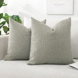 ERYI-Housse De Coussin, Lot De 2 En Bouclée Canapé Taie D'Oreiller De Couleur Pure Pour Maison Salon Chambre Décoration D'Intérieur 45X45Cm, Gris - Neuf