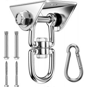 Crochet de plafond lourd en acier inoxydable Capacit&eacute; de 450 kg 360 rotation,crochets de suspension de balan&ccedil;oire avec fixation &agrave; vis pour chaise suspendue,balan&ccedil;oire,serviette de yoga,punchi - Neuf