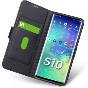 Samsung Galaxy S10 Case, Ultra Slim Wallet, Card Slot, Magnetic Closure, Flip Phone Case, Flip Folio Case, Pu Leather Cover And Tpu Bumper Protection Black - Neuf