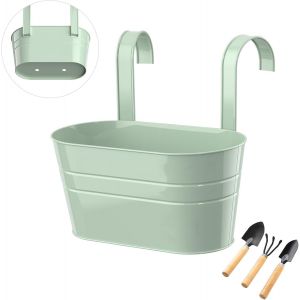 Pots de fleurs en métal à suspendre pour balcon,pot de fleurs à double crochet-Pot de fleurs en métal à suspendre-Décoration de jardin (trou-vert) - Neuf