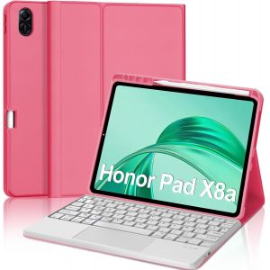 Clavier Pour Honor Pad X8a 11 Pouces - Clavier R&eacute;tro-&Eacute;clair&eacute; Fran&ccedil;ais Azerty Avec Multi-Touch, Coque Clavier Pour Honor Pad X8a 11 Pouces, B&eacute;gonia Rouge - Neuf