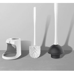 Ensemble brosse et ventouse pour WC avec support pour le nettoyage de la salle de bain - Neuf