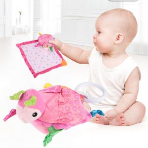 Hochet Doux Pour Bebe, Motif Dessin Anime Mignon, Serviette A Bascule, Jouet Pour Enfant (Tortue Rose) - Neuf