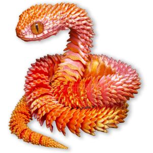 KAL-Jouets D'Animaux Imprimés En 3D, Jeu De Serpent Imprimé En 3D, Ornement De Bureau, Statue De Serpent, Jouet Mobile De Serpent, Jouet À Presser Pour L'Autisme/Tdah (60 Cm, Or Rose) - Neuf
