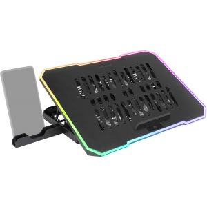 Mnbc7, Base De Refroidissement Et Support 16"", Rgb 10 Modes, 6 Ventilateurs Contr&ocirc;lables, Support 6 Positions, Support Pour Smartphone, 2 Usb 2.0, Noir - Neuf