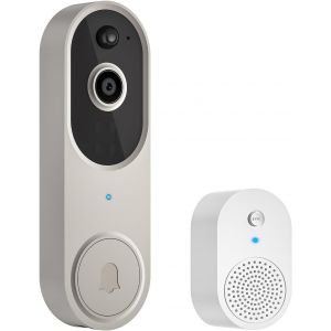 KALANKA-Cam&eacute;ra de sonnette vid&eacute;o sans fil 1080p, surveillance int&eacute;rieur/ext&eacute;rieur, stockage dans le nuage (vendu s&eacute;par&eacute;ment), d&eacute;tection humaine IA, Wi-Fi 2,4 GHz uniquement, conversation - Neuf