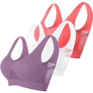 Padded Bras For Women Moderate Impact Plus Size Generous Chest Push-Up Seamless Breathable Yoga Running Crop Top.[F389] - Neuf