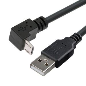 Câble de données et de chargement coudé à 90 degrés Micro USB 2.0 Type 5 broches vers USB 2.0 Type-A 480 Mbps Données pour téléphone tablette ordinateur caméra (25 cm) - Neuf