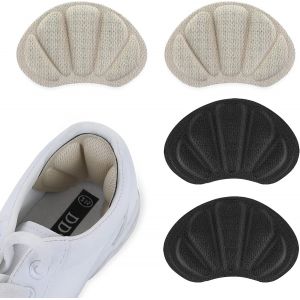 Lot De 2 Paires De Coussinets De Talon Épais Pour Chaussures (Couleur Beige Et Noir)- Semelles Arrière - Anti-Ampoules - Pour Homme Et Femme - Neuf