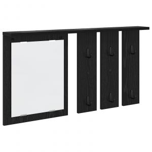 vidaXL Porte-manteau mural avec étagère Montage mural avec miroir Chêne noir 85 x 10 x 45 cm - Neuf