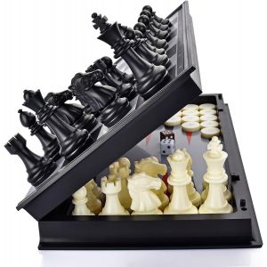 Mdy-3 En 1 Magnétiques Jeu D'échecs/Backgammon/Dames, Jeu De Voyage Avec Echiquier Pliante - Neuf
