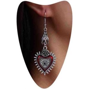Kal-Punk Rock Chauve-Souris Oeil Mal&eacute;fique Gothique Boucles D'oreilles Coeur Rouge Boucles D'oreilles Pendantes Coeur Sacr&eacute; Boucles D'oreilles Boucles D'oreilles Statement Pour Femmes Et Filles - Neuf