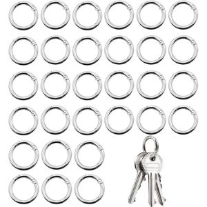 Eryi-30 Pièces Anneau Mousqueton Boucle Rond Mousqueton Boucle À Ressort Anneaux De Porte Pour Les Portefeuilles, Les Porte-Clés, Les Laisses De Chien 28 Mm - Neuf