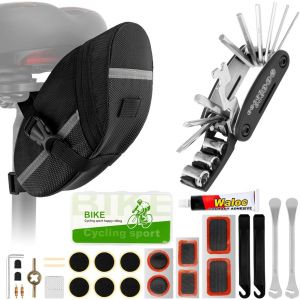 Letnerny-Kit De Réparation De Pneu De Vélo 16 En 1 Avec Colle, Ensemble D'outils De Crevaison Multifonction Avec Kit De Réparation Et Démonte-Pneus, Kit D'outils De Réparation De Pneu De Vélo Avec Sa - Neuf