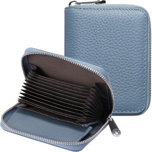 CAUC-Portefeuille Femme en Cuir V&eacute;ritable, Porte Monnaie Femmes Fermeture &eacute;clair, Porte Carte Femme avec RFID Blocage - Neuf