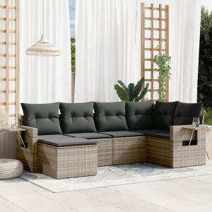 Prolenta Premium - Salon De Jardin 6 Pcs Avec Coussins Gris R&eacute;sine Tress&eacute;e - Neuf